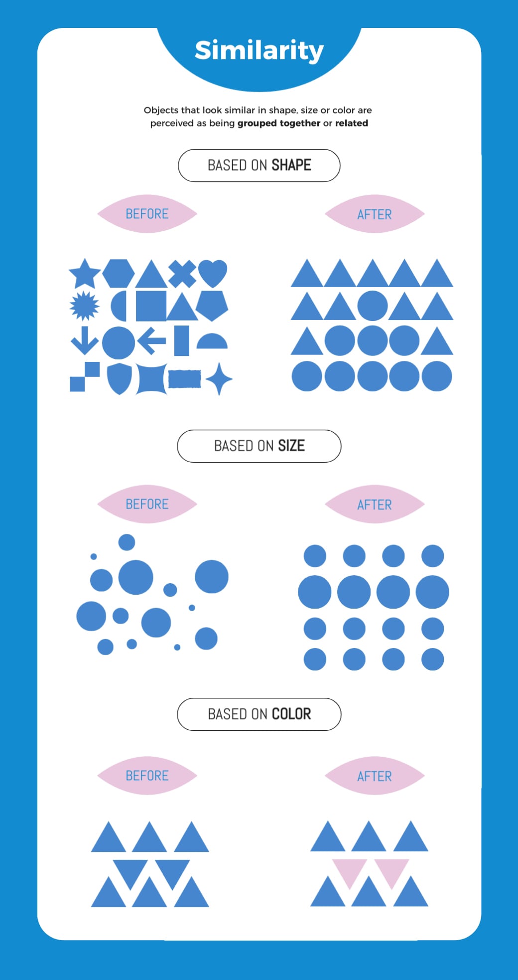 gestalt law of similarity shape color size gestalt design principles
