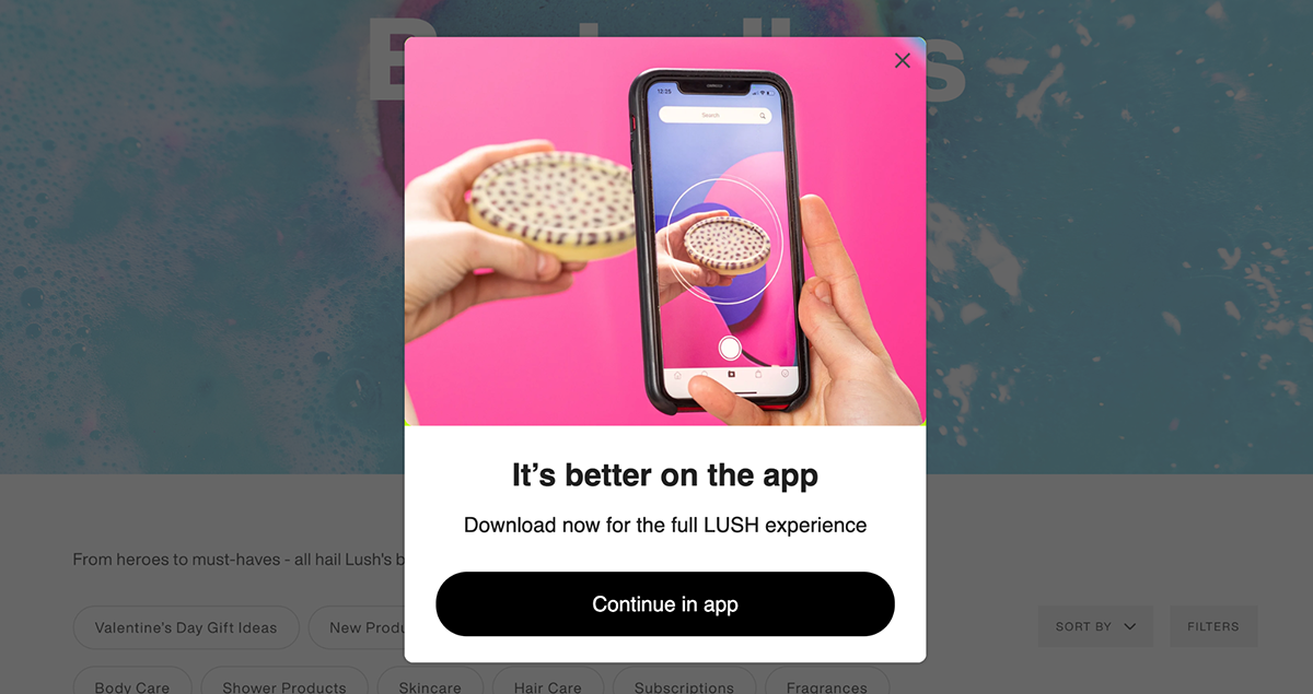 Exit intent popups - Lush