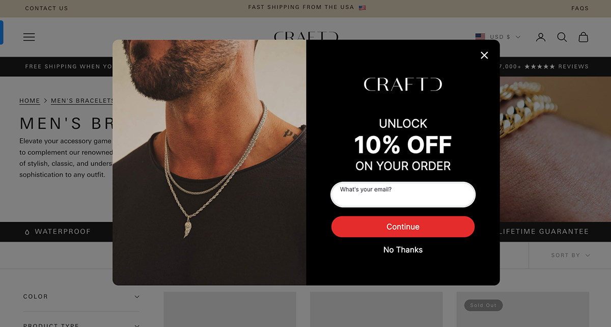 Exit intent popups - Craftd