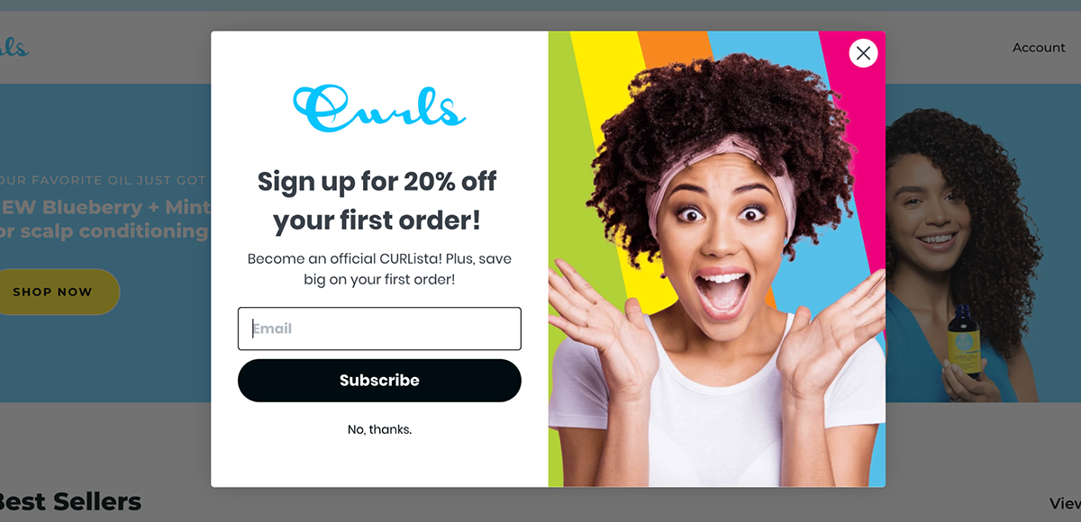 Exit intent popups - Curls