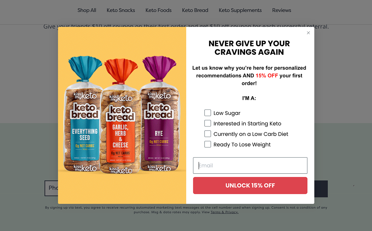 Exit intent popups - Kiss My Keto