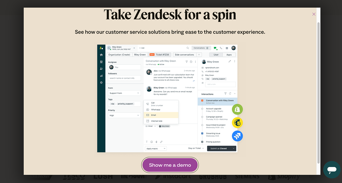 Exit intent popups - Zendesk