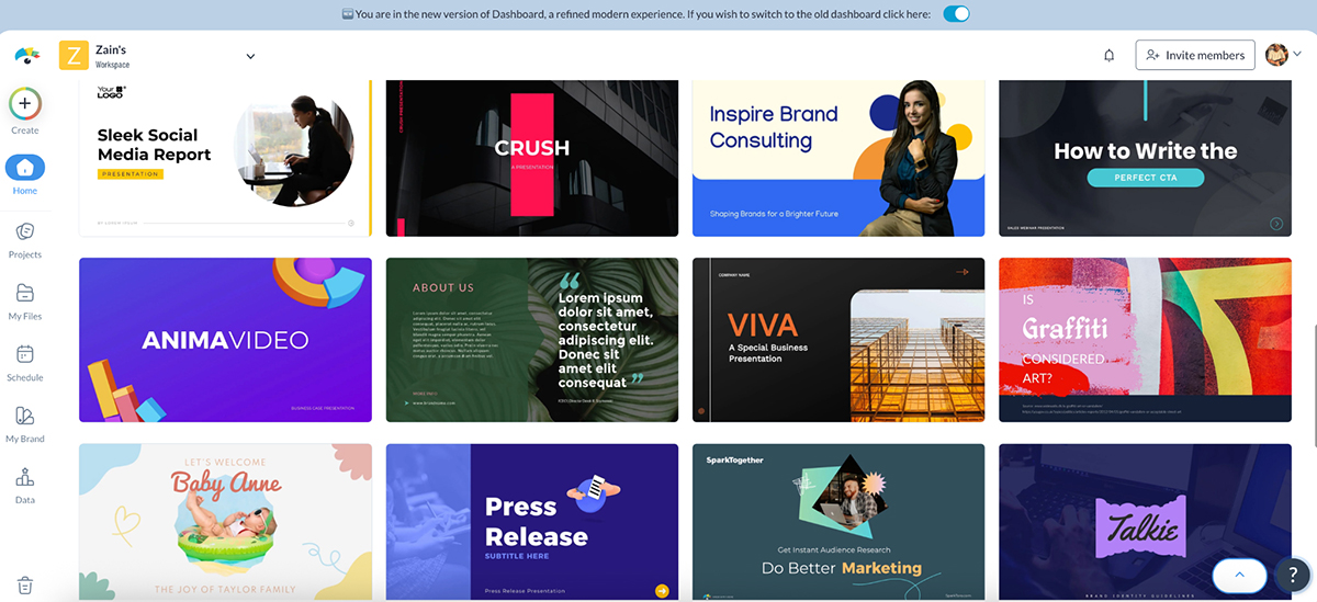 Visme vs Prezi - Visme templates