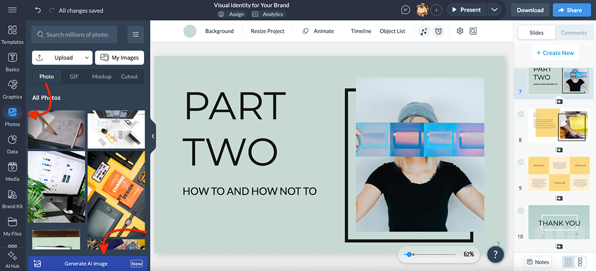 Visme vs Prezi - Visme Asset library