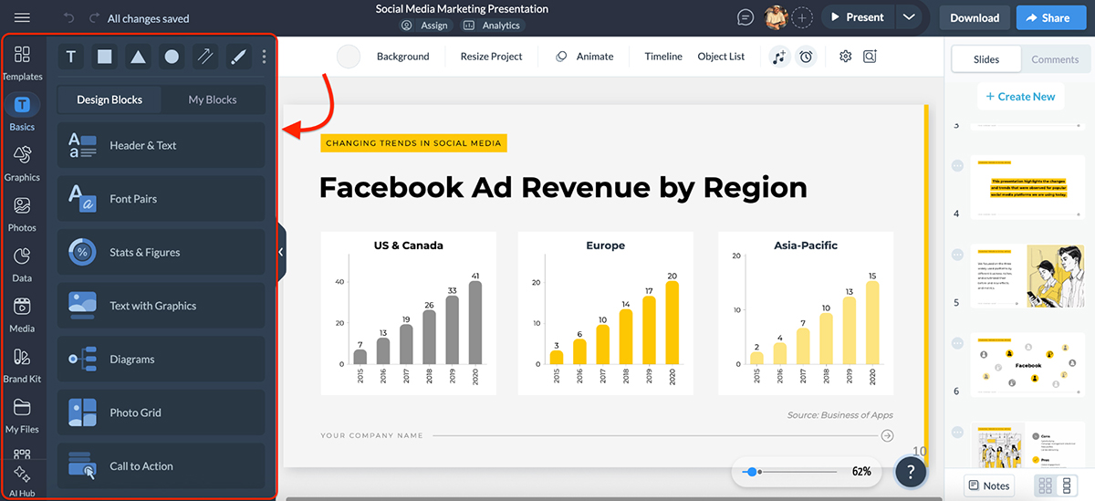 Visme vs Prezi - a screenshot of Visme's interface