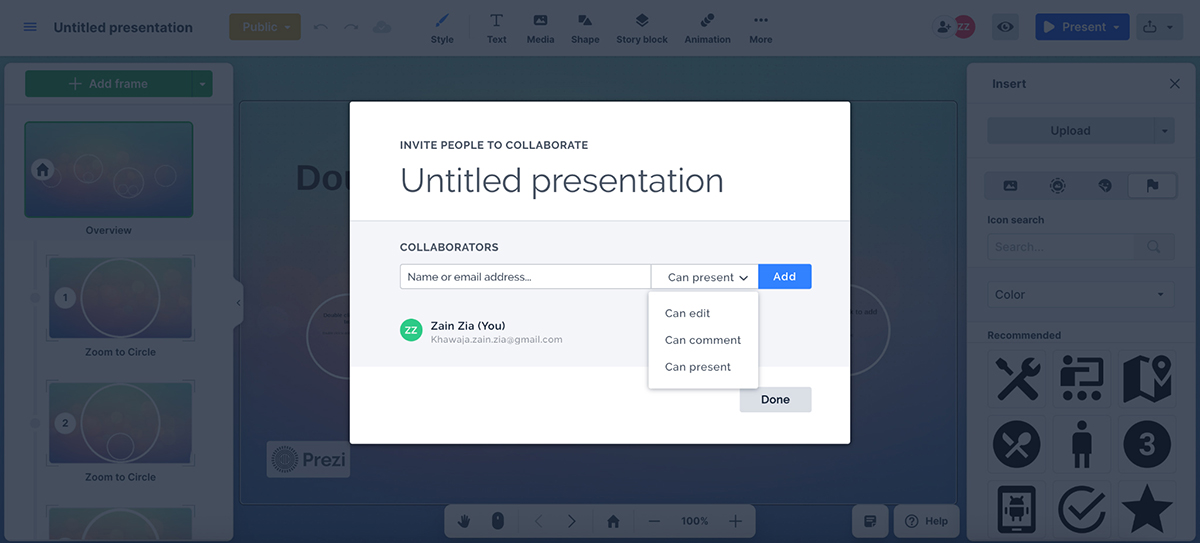 Visme vs Prezi - Prezi design colaboration