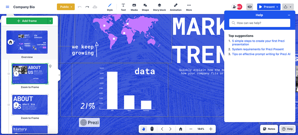 Visme vs Prezi - Prezi customer support
