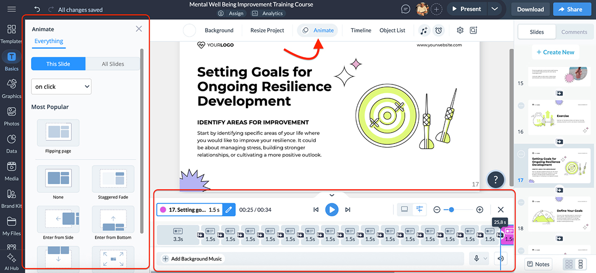 Visme vs Prezi - Visme interactivity and animation