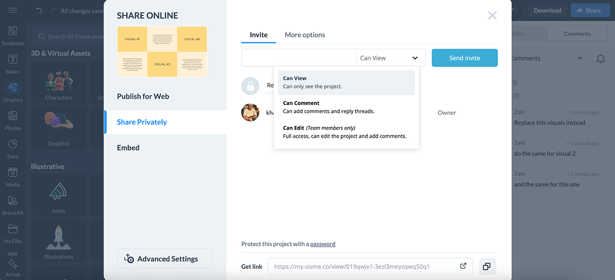 Visme vs Prezi - Visme design colaboration