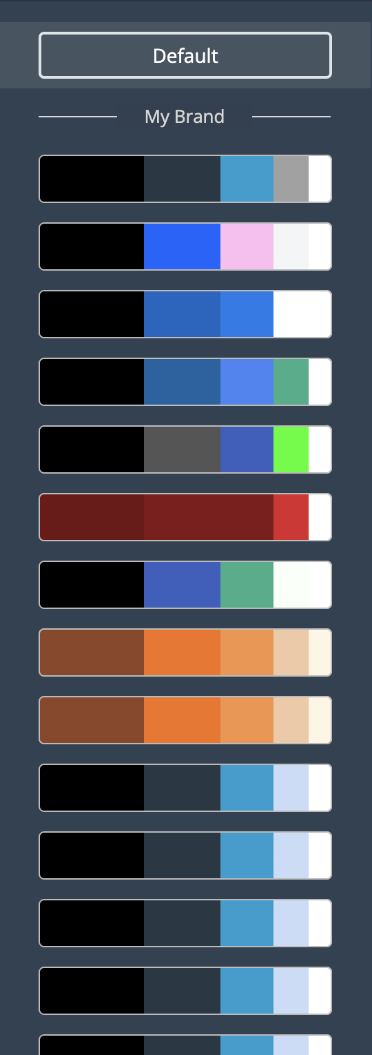Visme's color palettes and themes