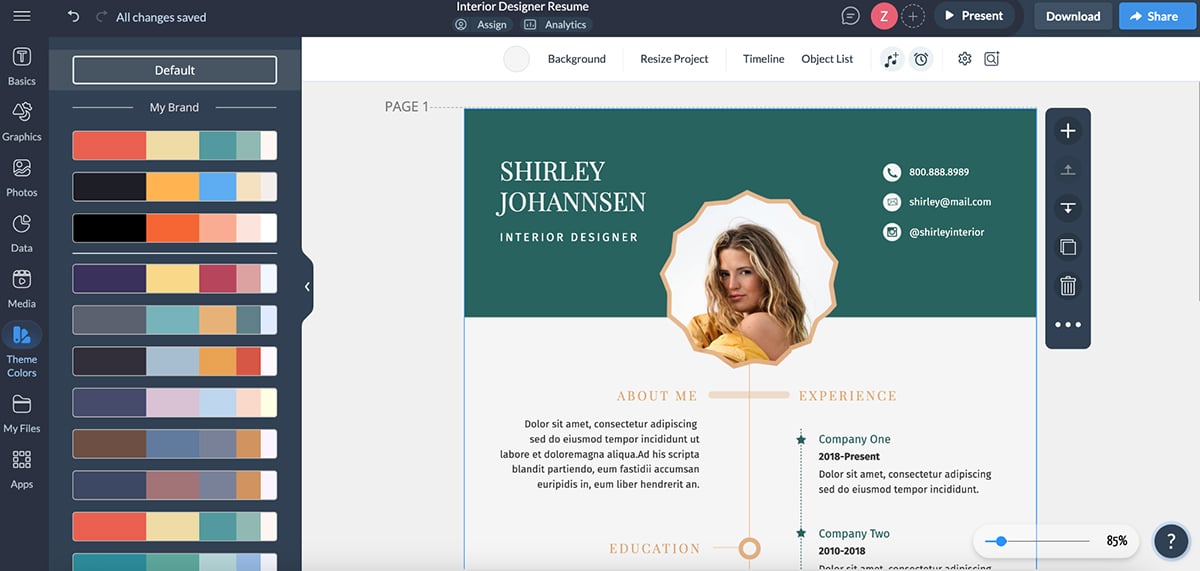infographic design - Visme interface