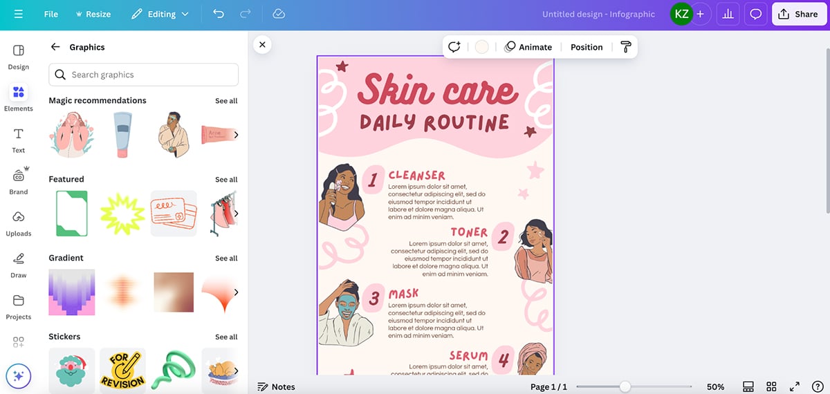 infographic design - Canva interface