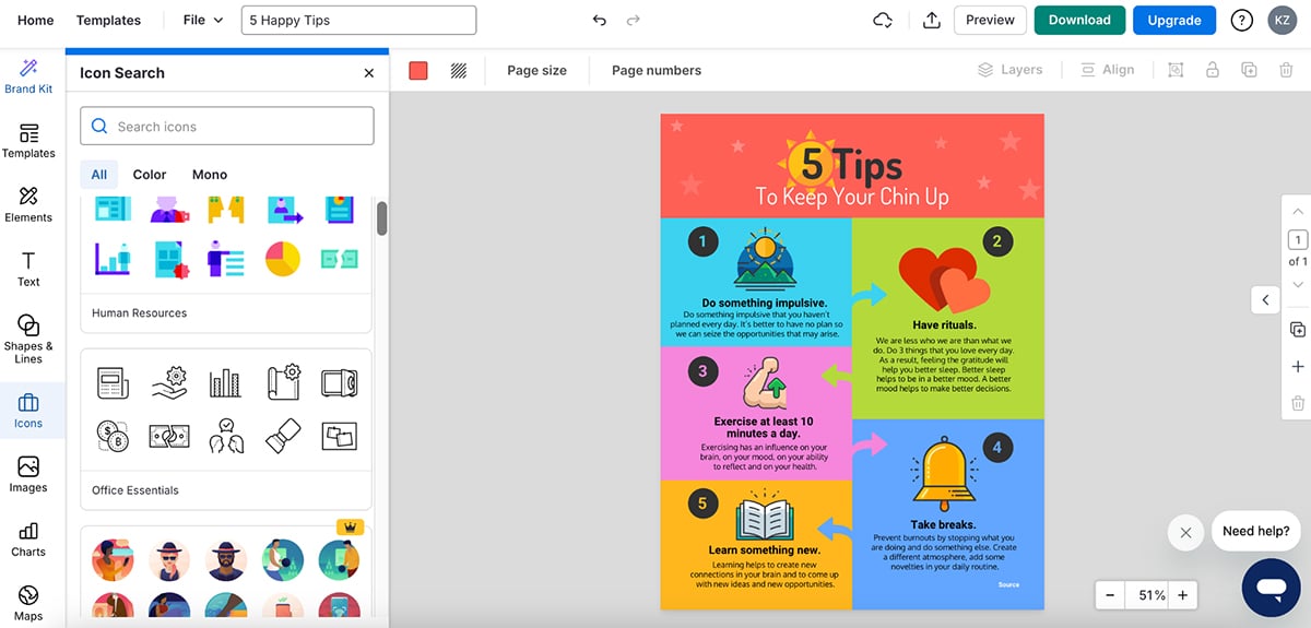 infographic design - Venngage interface