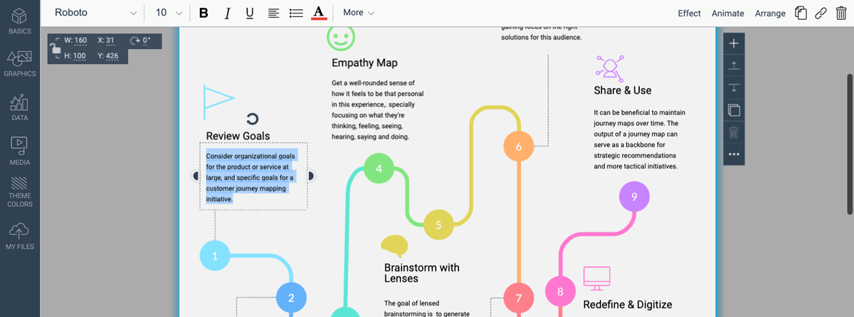timeline infographic template - visme step 3 add data