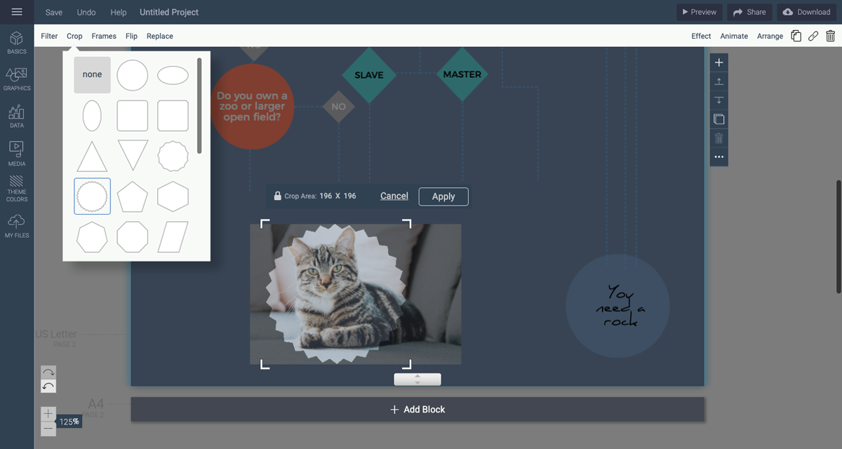 how to make a good infographic fast - crop photos into frames visme