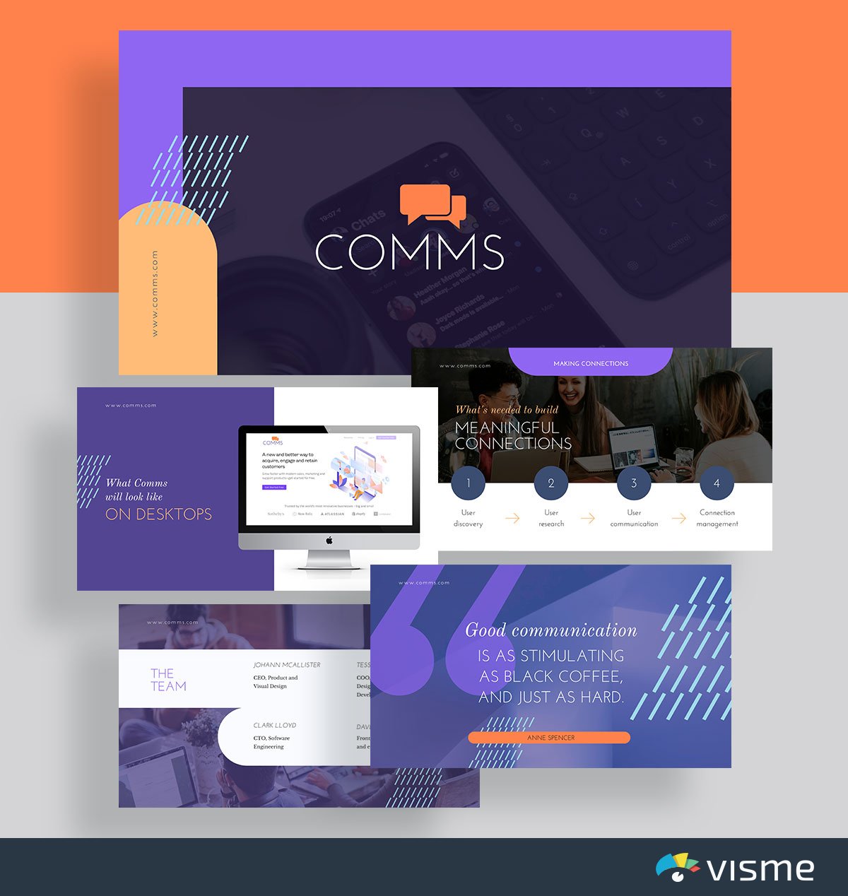 presentation slides - comms intercom pitch deck template visme