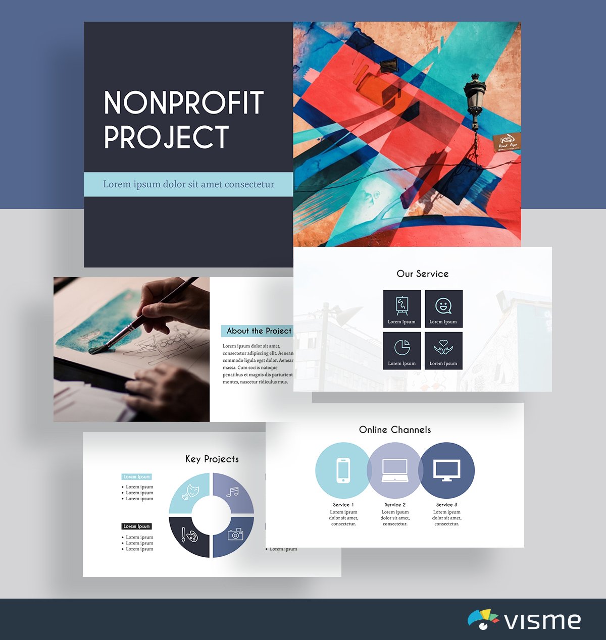 presentation slides - nonprofit art template visme