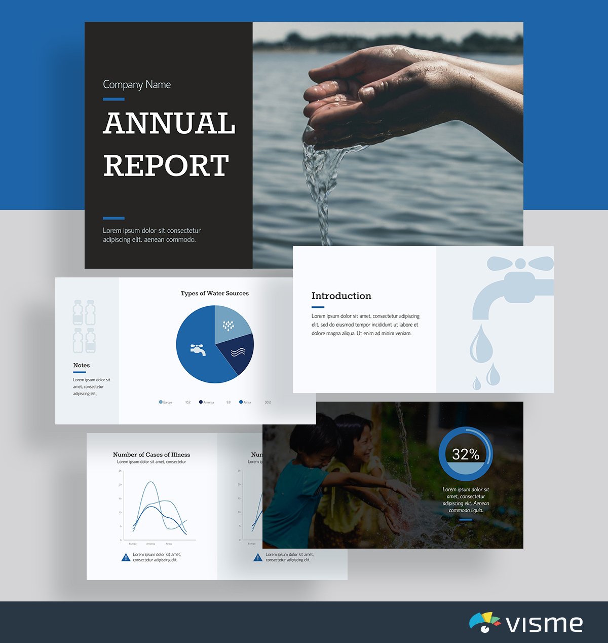 presentation slides - nonprofit report template visme