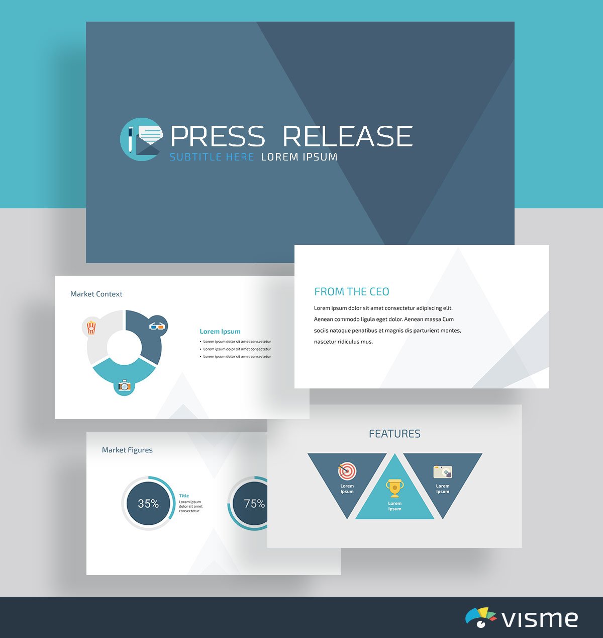 presentation slides - press release template visme