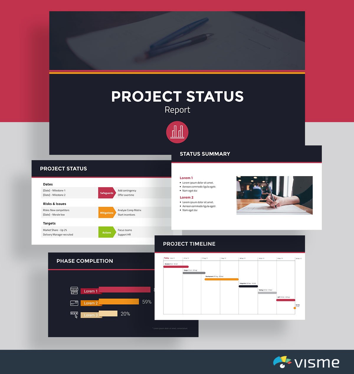 presentation slides - project status template visme