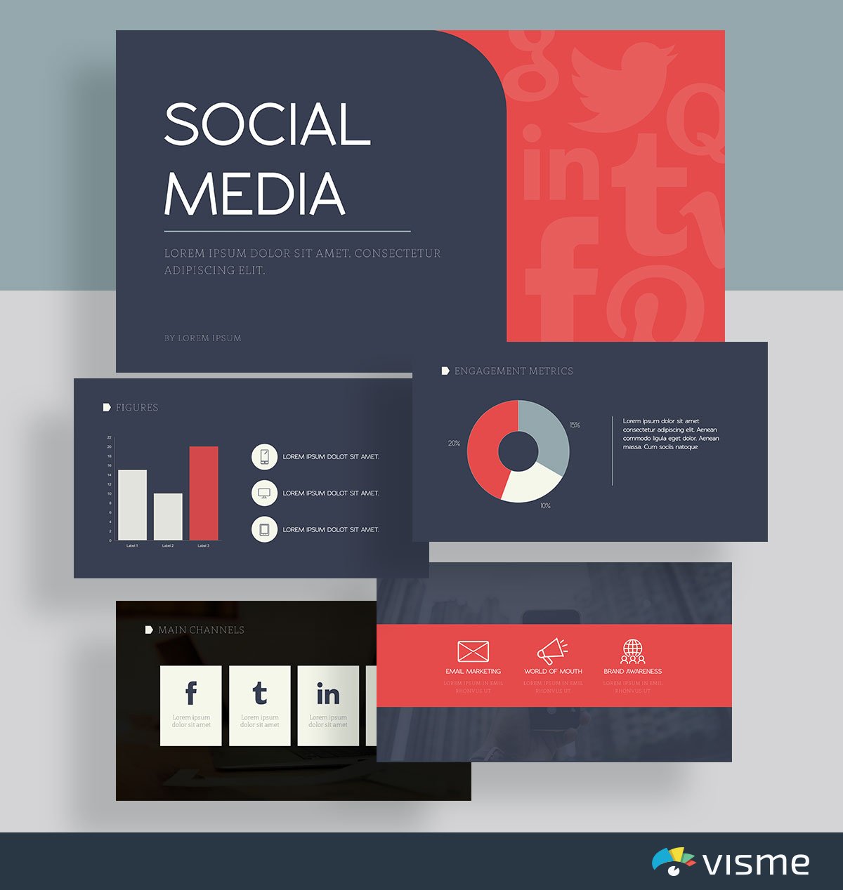 presentation slides - social media report template visme