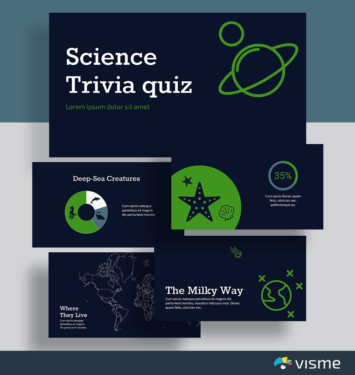 presentation slides - trivia template visme