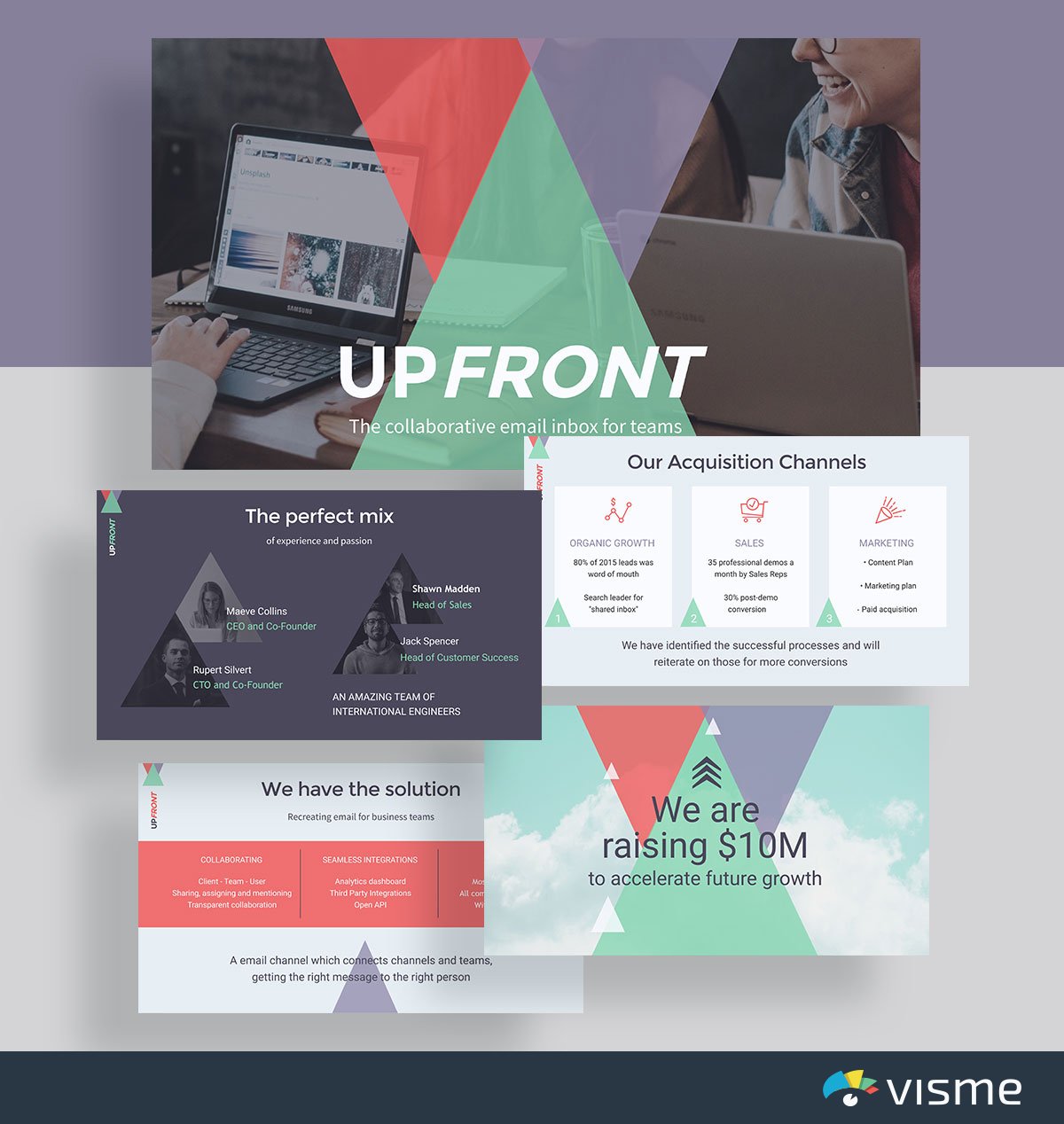 presentation slides - upfront front pitch deck template visme