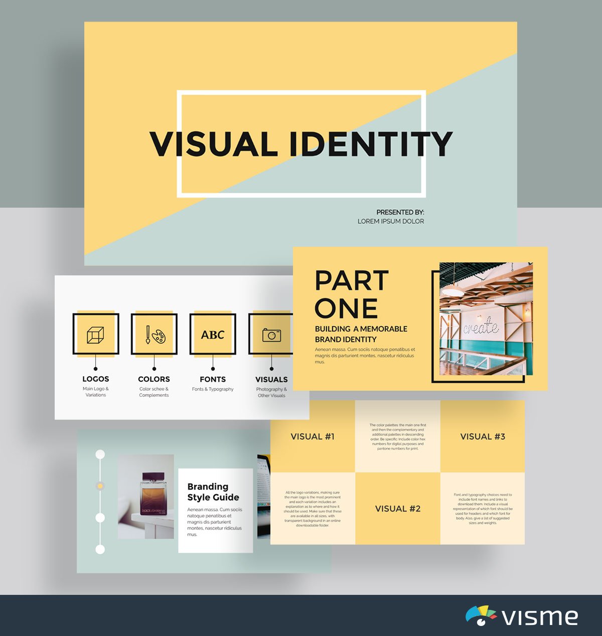 presentation slides - visual brand identity template visme