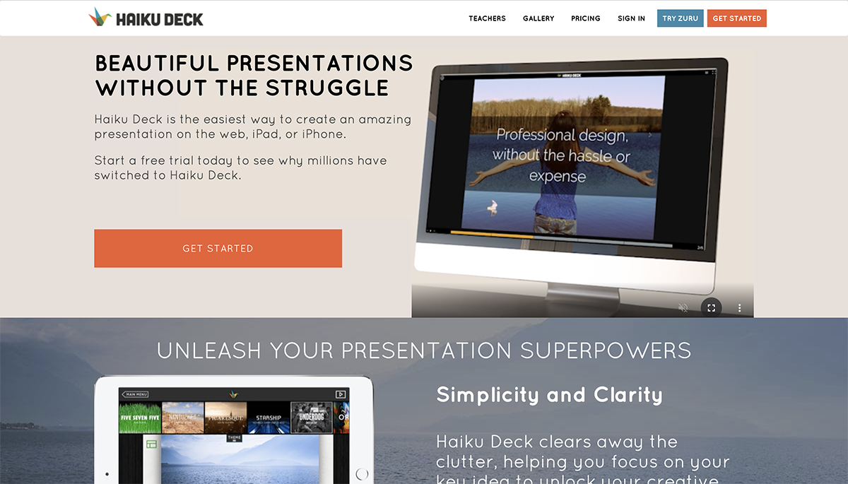 Presentation apps - Haiku Deck home page