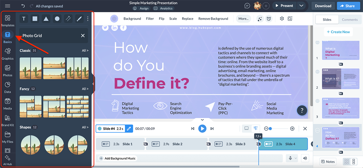 Visme vs PowerPoint - Visme's asset library
