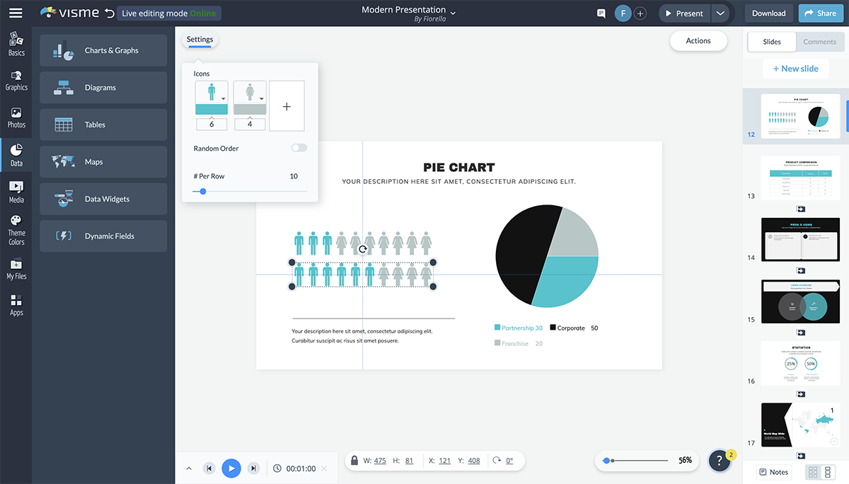 best presentation tools - icon chart pictograph visme