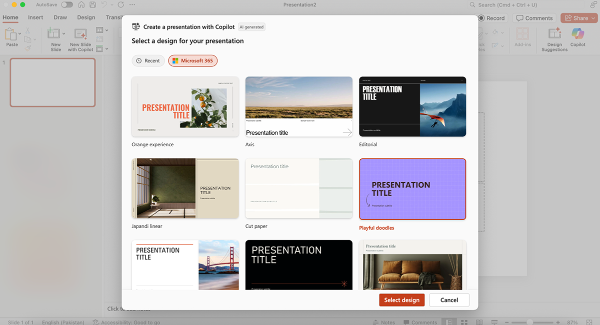 Visme vs PowerPoint - AI tools and features in PowerPoint