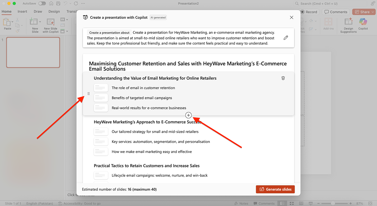 Visme vs PowerPoint - AI tools and features in PowerPoint