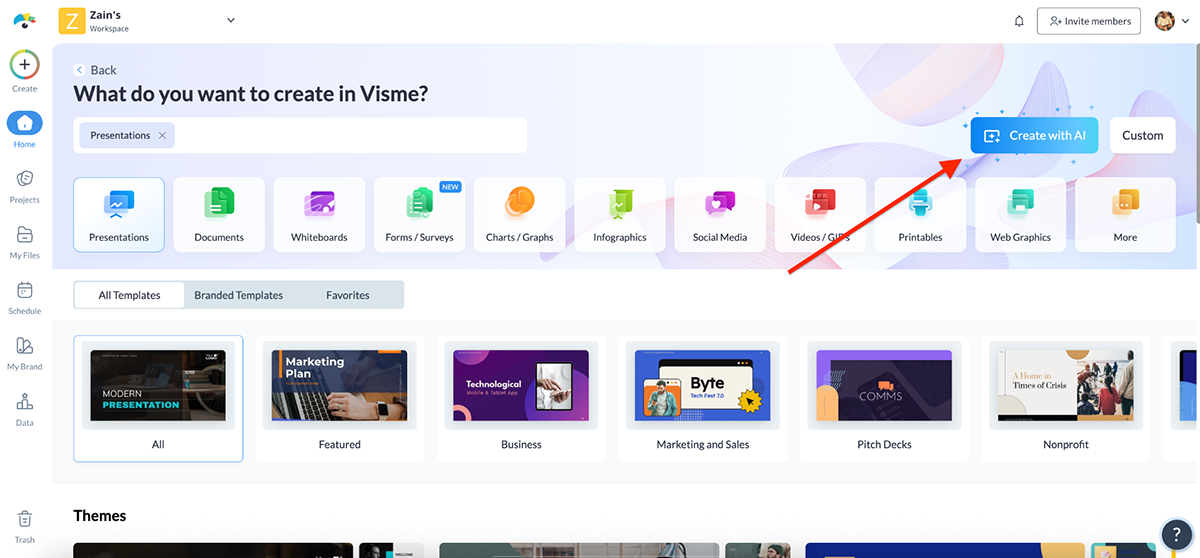 Visme vs PowerPoint - AI tools and features in Visme