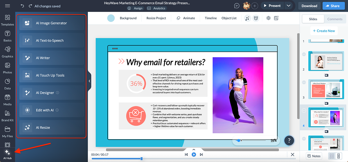 Visme vs PowerPoint - AI tools and features in Visme