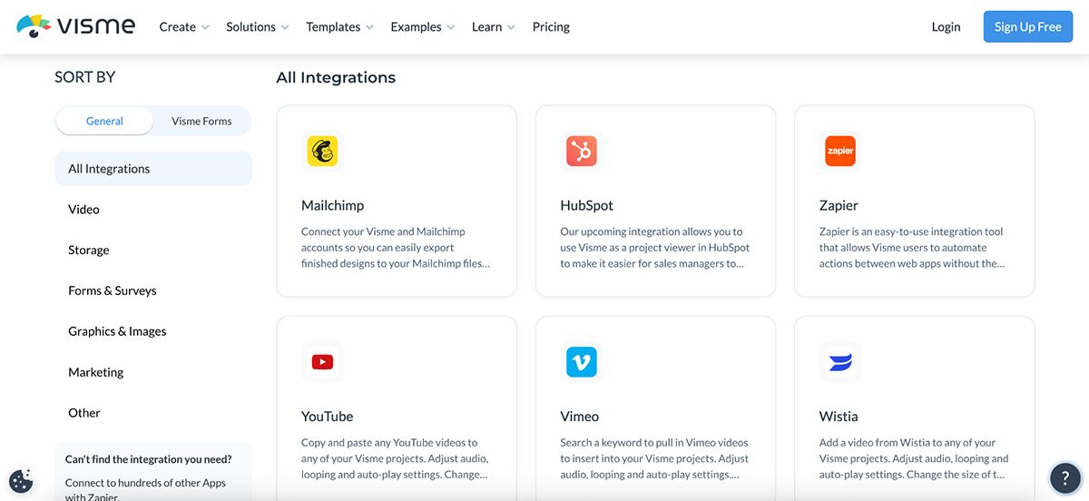 Visme vs PowerPoint - Integrations in Visme