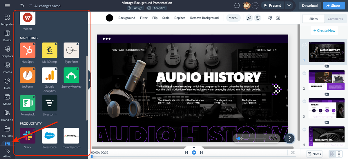 Visme vs PowerPoint - Integrations in Visme