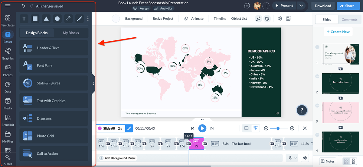 Visme vs PowerPoint - Visme timeline