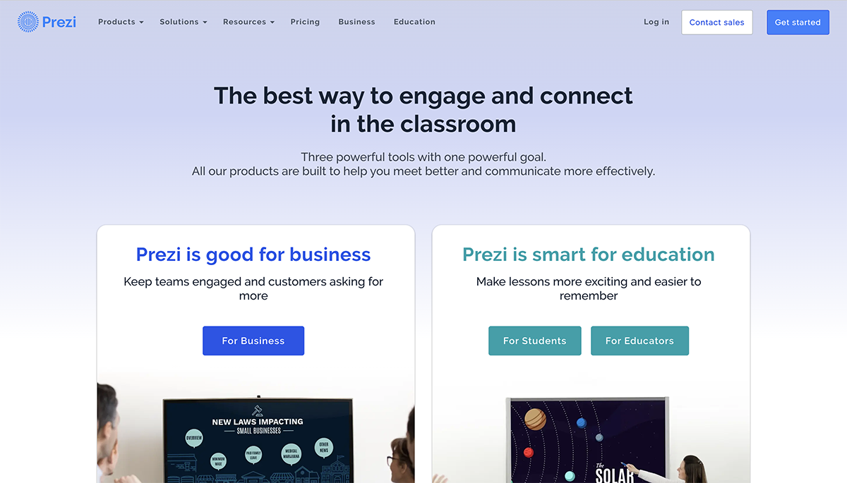 presentation app - Prezi homepage