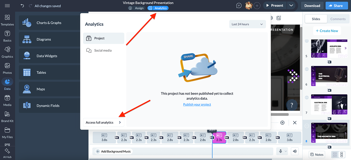 Visme vs PowerPoint - Visme analytics
