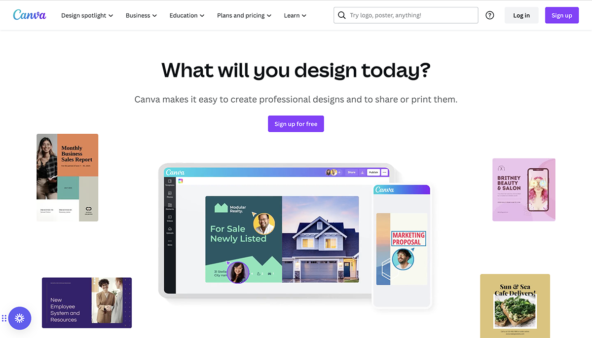 presentation app - Canva homepage