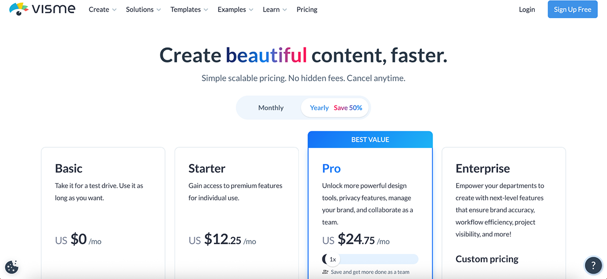 Visme vs PowerPoint - Visme pricing 