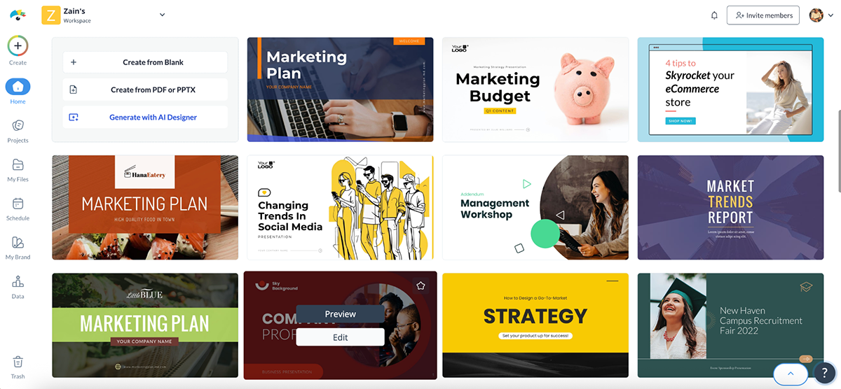 Visme vs PowerPoint - Pre-Built Templates Library in Visme