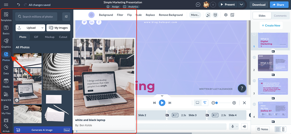 Visme vs PowerPoint - Visme's asset library