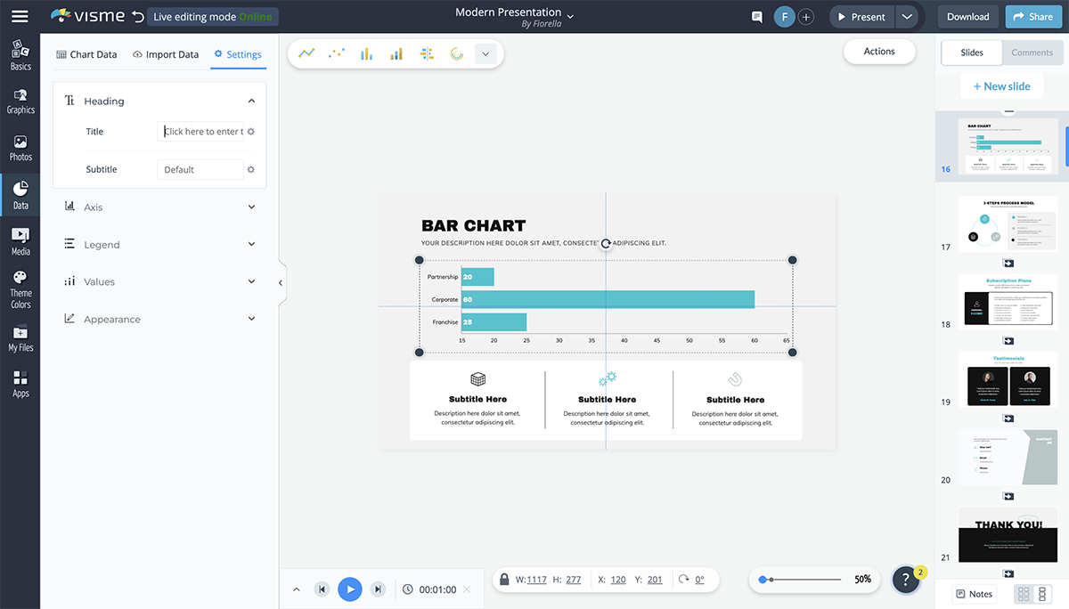 best presentation tools - charts graphs visme