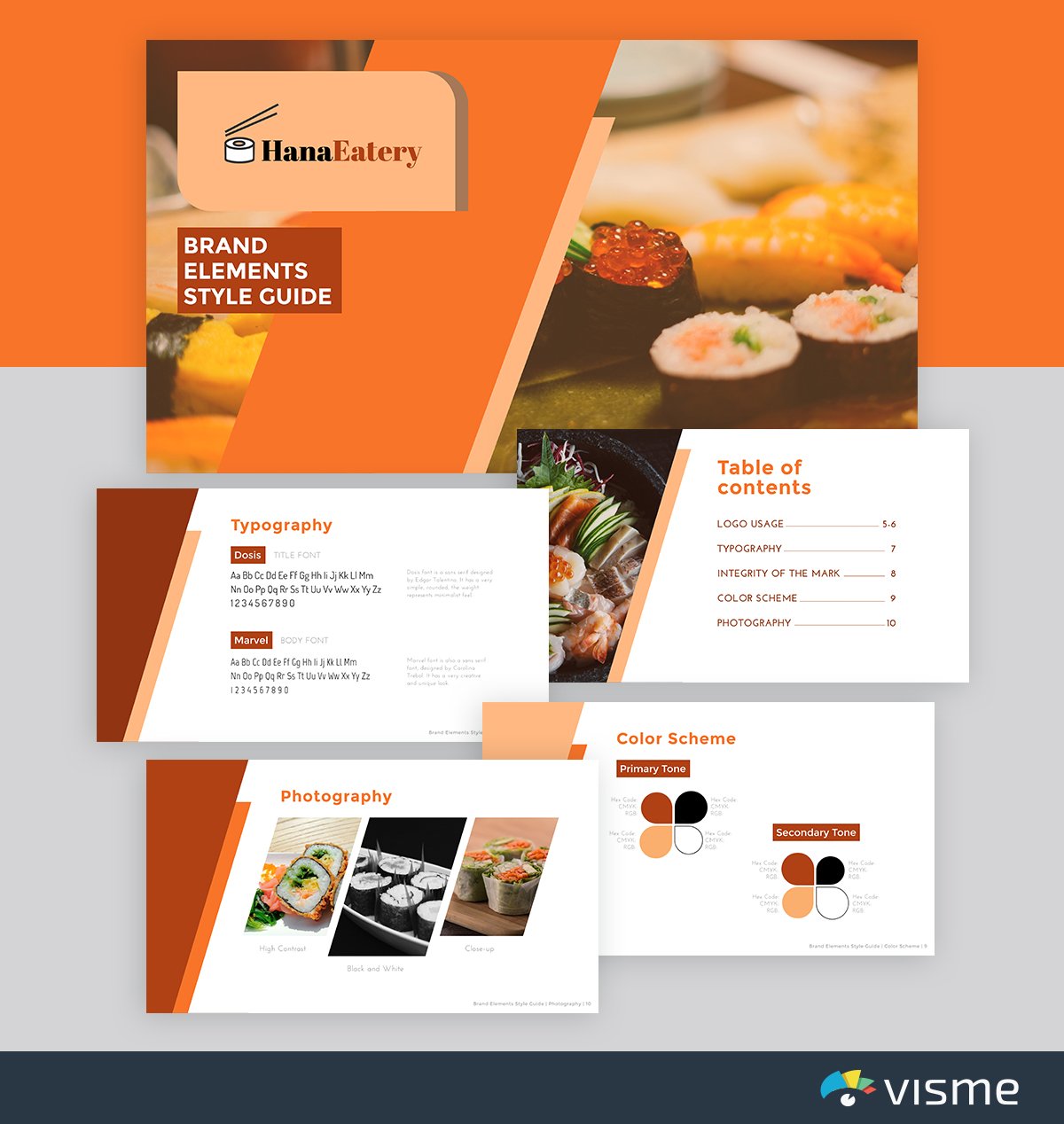 best presentation templates - Restaurant-brand-identity-visme