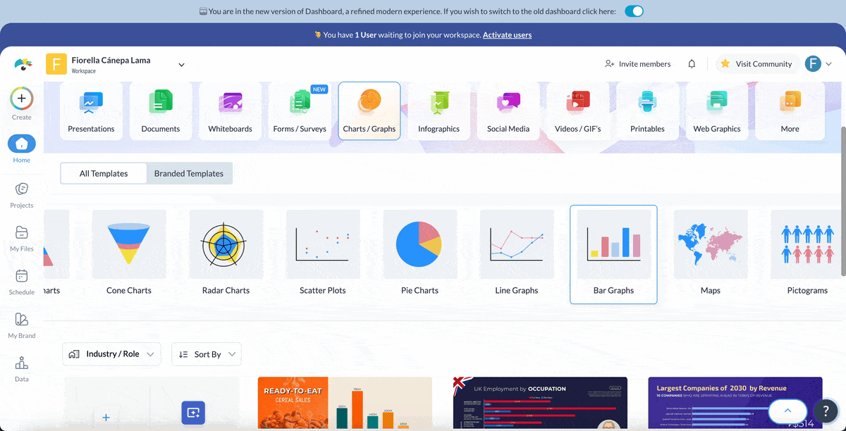 How to create a chart or graph in Visme - Input the Data or Import an Excel or CSV File