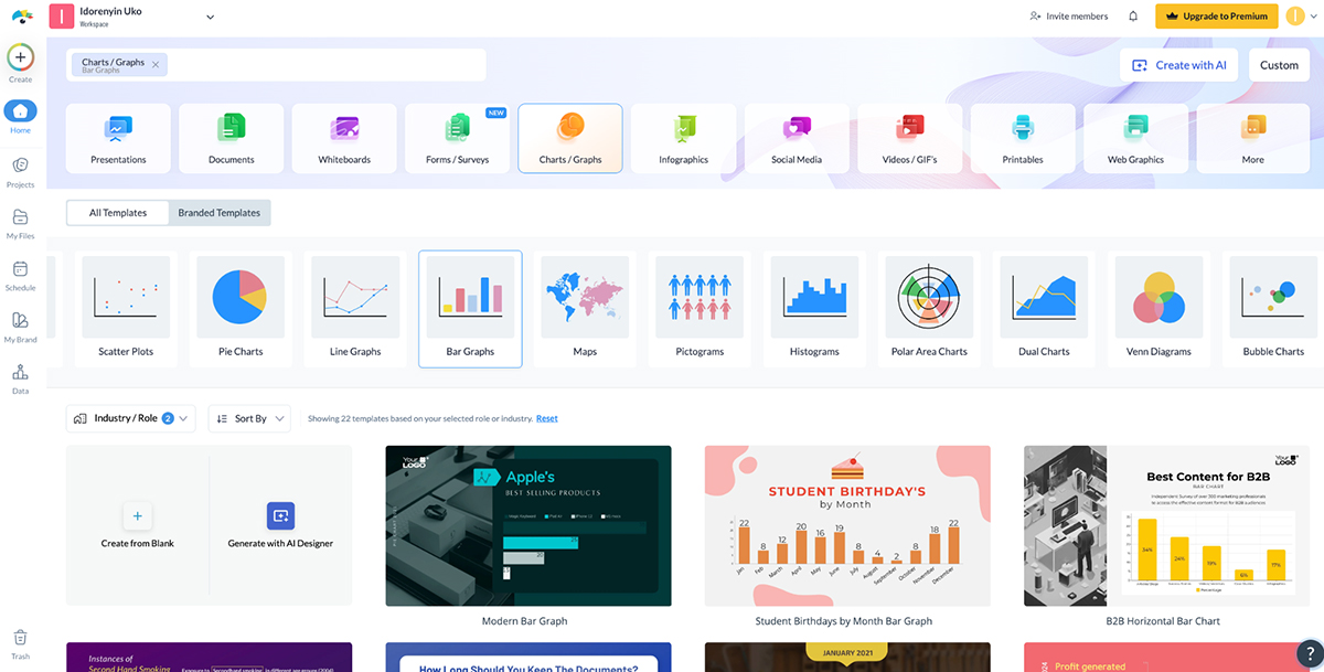 how to create a graph or chart - Visme's graph dashboard