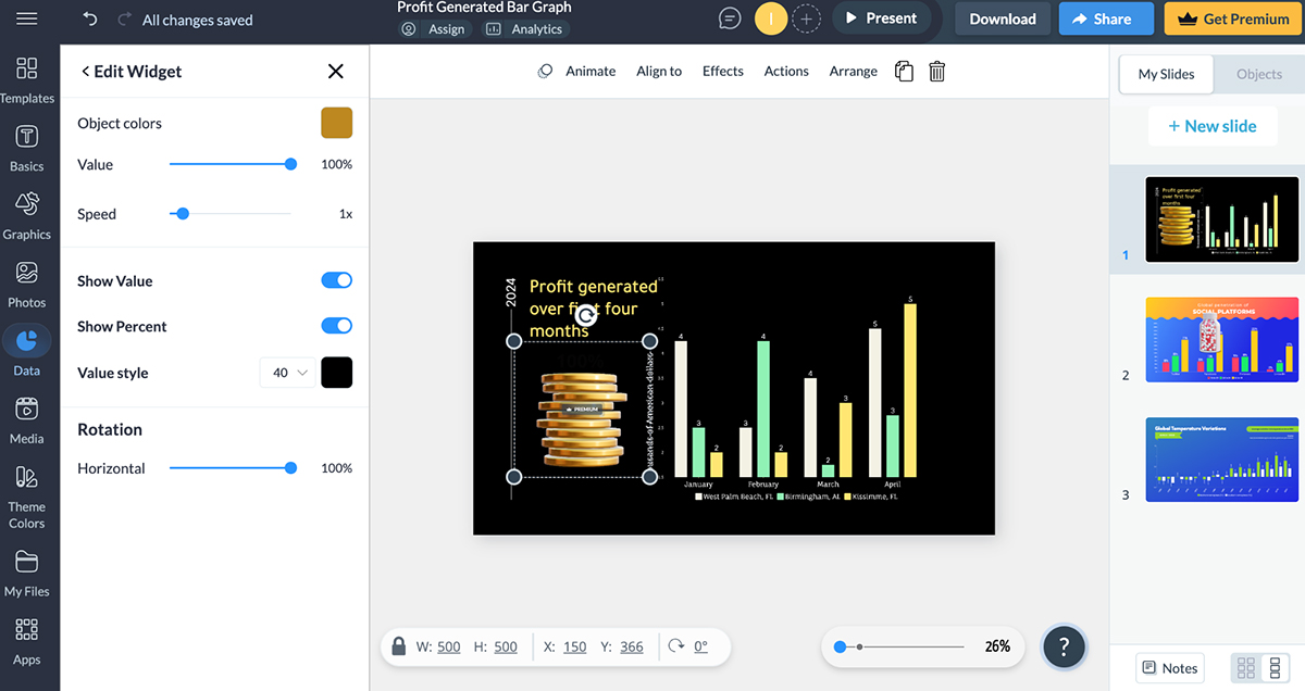 how to create a graph or chart - Edit your widget