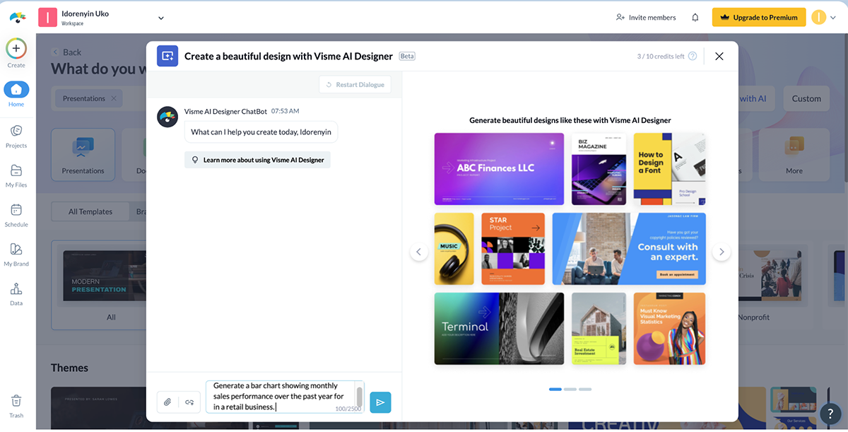 how to create a graph or chart - Visme's AI chart maker